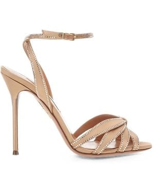 Aquazzura Crystal-Embellished Wrap-Around Sandals - Metallic
