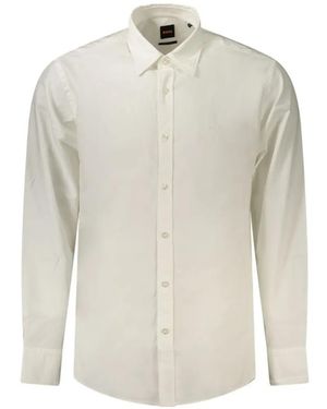 BOSS Logo-Embroidered Cotton Shirt - White