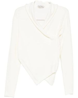 Alberta Ferretti Asymmetric Draped Wool Top - White