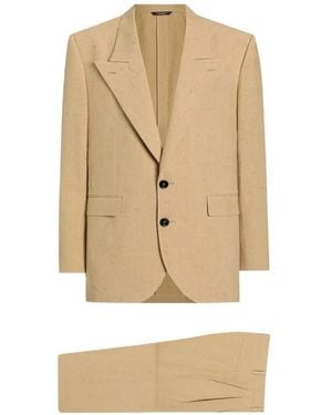 Dolce & Gabbana Einreihiger Blazer aus Tweed-Leinen - Natur
