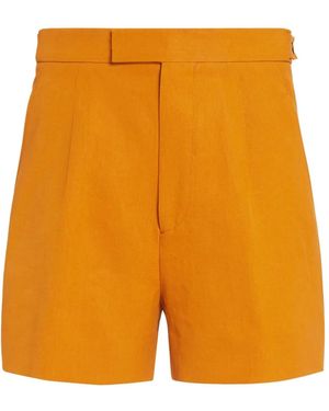 ZEGNA Pleated Linen Shorts - オレンジ