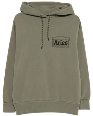 Aries Temple-Print Hoodie - Green