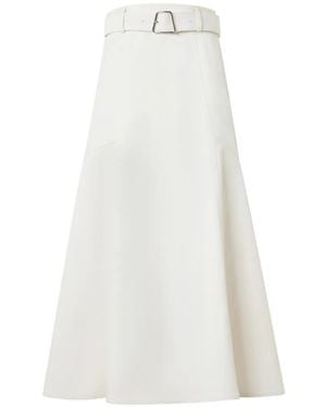 Akris A-Line Belted Midi Skirt - White