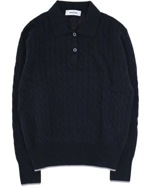 Gran Sasso Cable-knit Buttoned Polo Shirt - ブルー