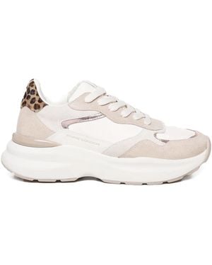 Crime London Leopard-print panel trainers - Weiß