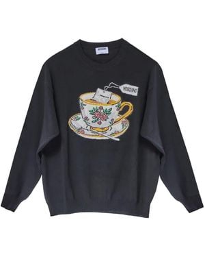 Moschino Felpa Con Intarsio - Blu