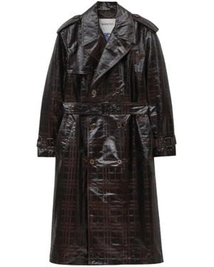 Burberry Long Check Hoxton Trench Coat - Black