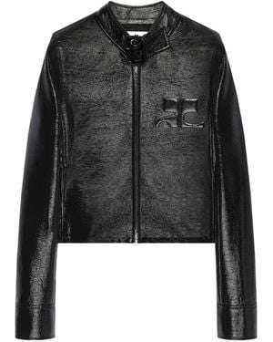 Courreges City Jacket With Embossed Logo - Black