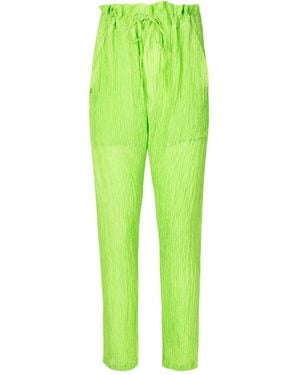 Amir Slama Crinkle-Effect Silk Pants - Green