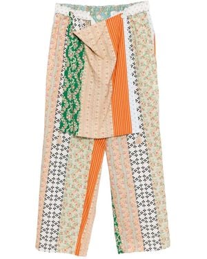 Midorikawa Pantalon À Fleurs - Bleu