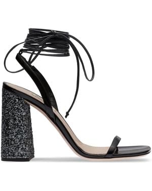 Miu Miu Glitter Detail Sandals - Black