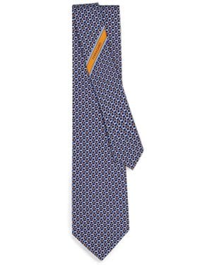 Ferragamo Gancini Links Print Silk Tie - Blue