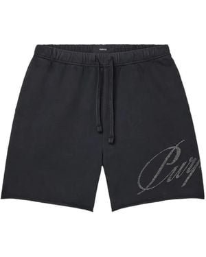 Purple Brand Logo-Detail Shorts - Blue