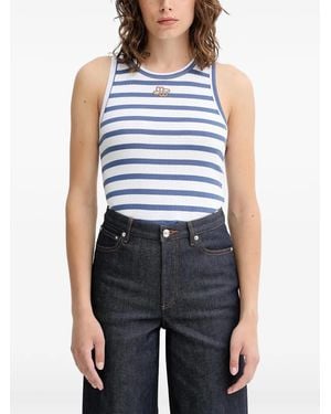 Munthe Tezza Striped Embroidered Tank Top - Blue