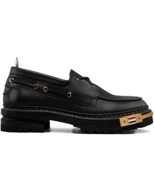 Thom Browne Leather Boat Shoes - Black