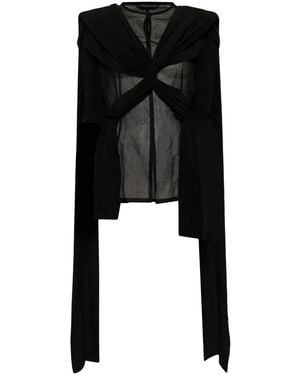 Yohji Yamamoto Semi-Sheer Cotton-Silk Top - Black