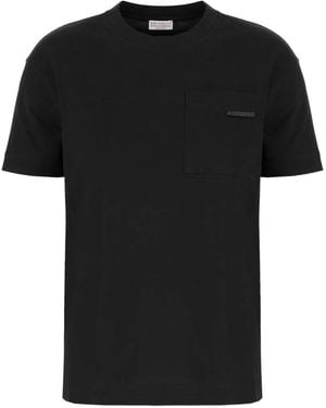 Brunello Cucinelli Monili-Embellished Chest-Pocket T-Shirt - Black