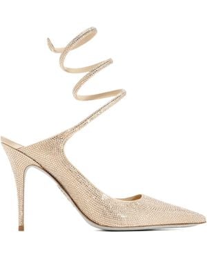 Rene Caovilla 80Mm Crystal-Embellished Spiral-Strap Court Shoes - Metallic