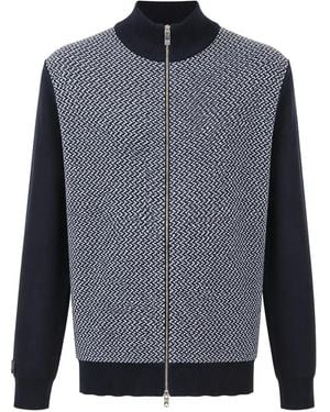 Tombolini Herringbone-Pattern Zip-Up Cardigan - Blue