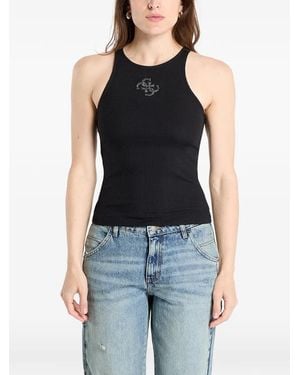 Guess Gilet Côtelé À Logo - Blue