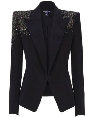 Balmain Crêpe Jack Met Geborduurde Amethist - Zwart
