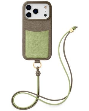 Maison De Sabre Iphone 18 Leather Lanyard Phone Case - Green