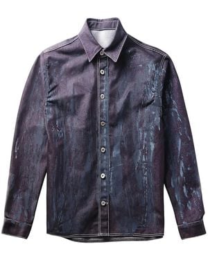JUNTAE KIM Camicia Denim Con Stampa Trompe'Oeil - Blu