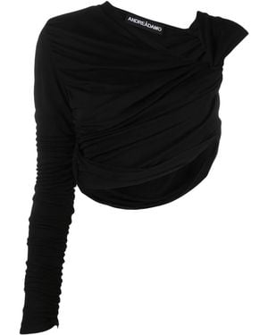 ANDREADAMO Draped Asymmetric Top - Black