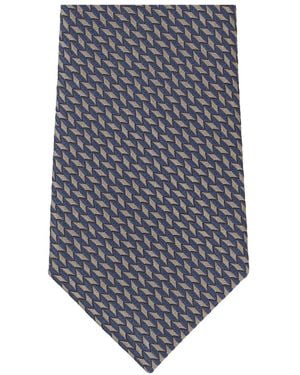 Giorgio Armani Geometric-Pattern Silk Tie - Grey