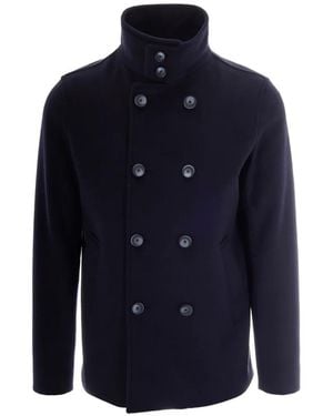 Herno Double-Breasted High-Neck Coat - Blue
