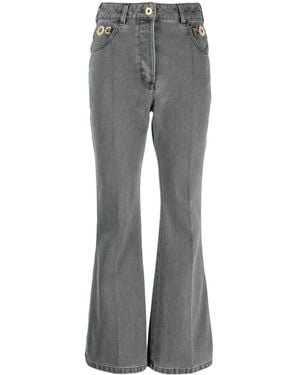 Patou Logo-Embroidered Flared Jeans - Grey