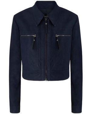 Pinko Veste Crop À Fermeture Zippée - Bleu