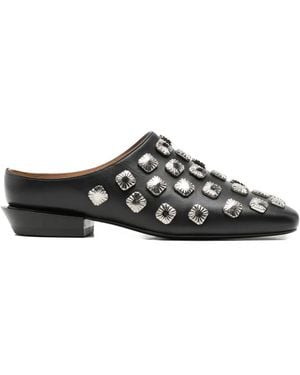 Toga Stud-Embellished Leather Mules - White