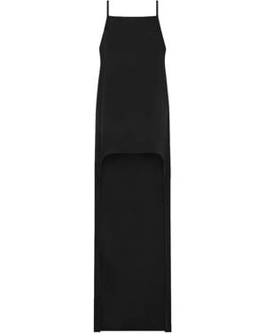 Courreges Backless Satin Long Dress - Black