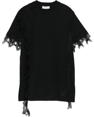 Blumarine Lace-trimmed Short-sleeve Top - Black