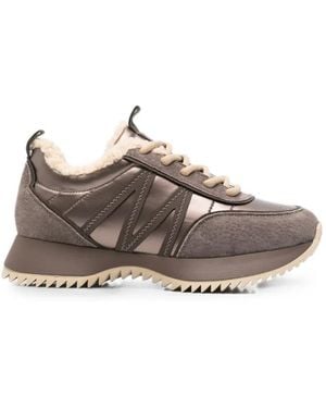 SERGIO MORETTI FIRENZE Shearling-Trim Paneled Sneakers - Brown