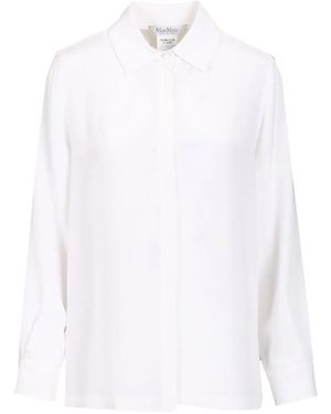 Max Mara Camisa De Seda Con Monograma M - Blanco