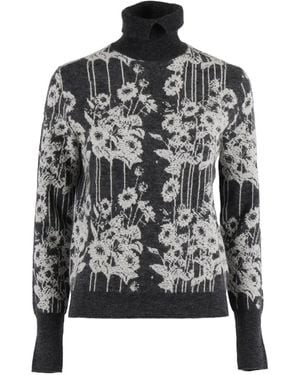Ballantyne Floral-Print Turtleneck Jumper - Black