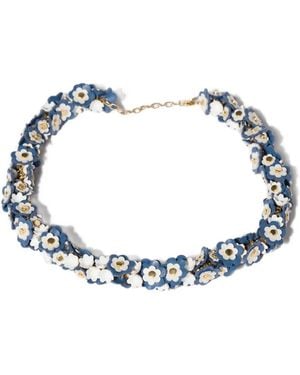Miu Miu Collar Metalizado Y De Piel - Metálico