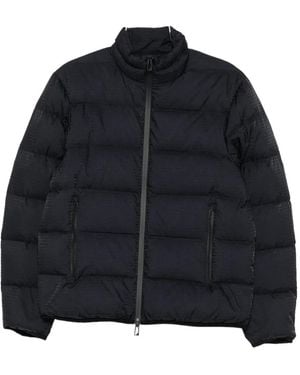 Emporio Armani Logo-Print Quilted Jacket - Blue