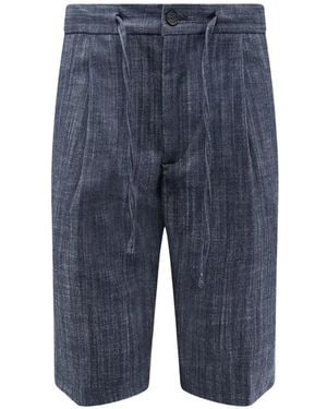 Hevò Drawstring Pleated Shorts - Blue