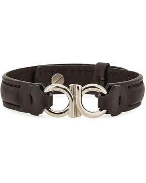 Ferragamo Gancini Double Leather Bracelet - Black