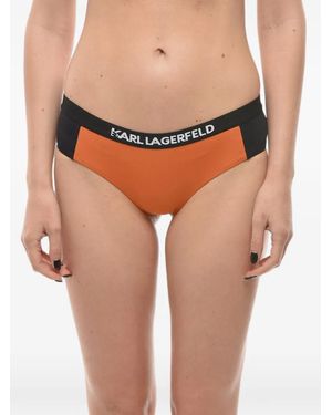 KARL LAGERFELD Logo-Waistband Bikini Briefs - Orange