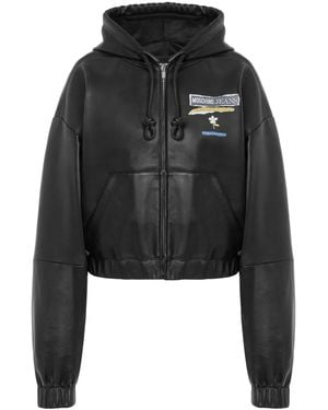 Moschino Printed Leather Jacket - Black