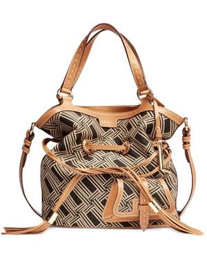Lancel Premier Flirt Geometric-Pattern Bucket Bag - Brown