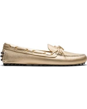 Car Shoe Grained-Leather Driving Shoes - Natural