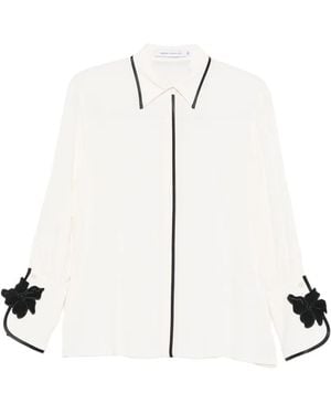 SIMONA CORSELLINI Floral-Appliqué Blouse - White