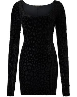 Roberto Cavalli Jaguar-Skin Pattern Mini Dress - Black