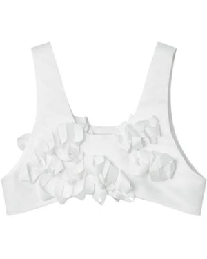 Enfold Cell Parts Ruffled-Trim Cropped Top - White