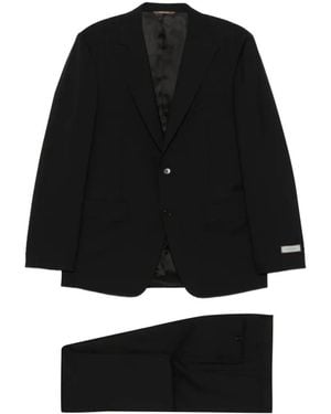 Canali Logo-Patch Single-Breasted Suit - Black